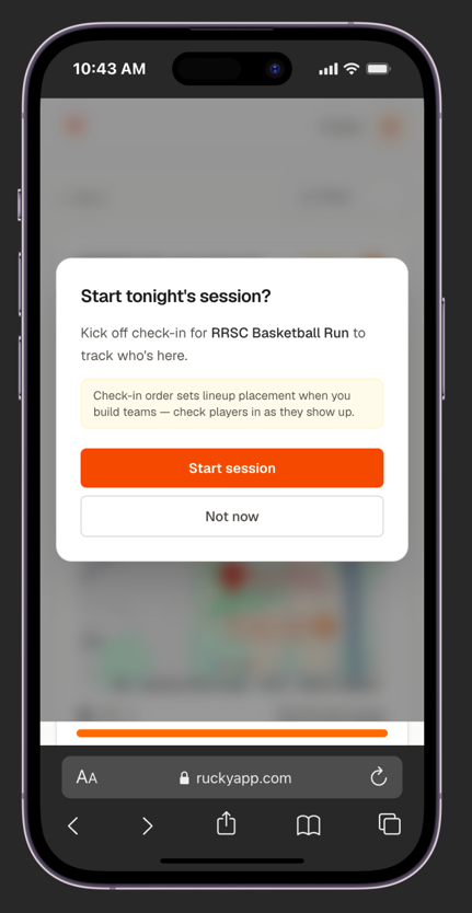 Start session confirmation prompt